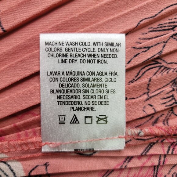 Laura Scott Large Floral Pleated Button-Up Coral Roses Short Sleeve Lightweight - Picture 5 of 9